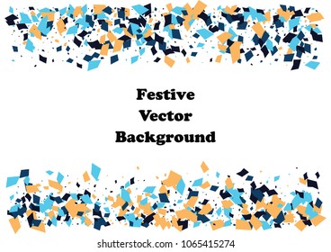 Festive color rectangle confetti background. Abstract frame confetti texture for holiday, postcard, poster, website, carnivals, birthday and children's parties. Cover confetti mock-up. Wedding card 