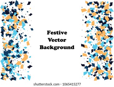 Festive color rectangle confetti background. Abstract frame confetti texture for holiday, postcard, poster, website, carnivals, birthday and children's parties. Cover confetti mock-up. Wedding card 