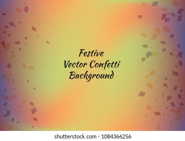 Festive color rectangle confetti background. Abstract frame confetti texture for holiday, postcard, poster, website, carnivals, birthday and children's parties. Cover confetti mock-up. Wedding card 