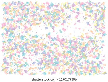 Festive color rectangle confetti background. Abstract frame confetti texture for holiday, postcard, poster, website, carnival, birthday, children's parties. Cover confetti mock-up. Wedding card layout