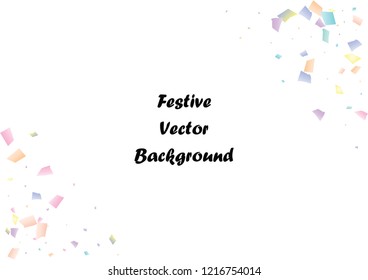 Festive color rectangle confetti background. Abstract frame confetti texture for holiday, postcard, poster, website, carnival, birthday, children's parties. Cover confetti mock-up. Wedding card layout