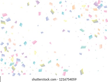 Festive color rectangle confetti background. Abstract frame confetti texture for holiday, postcard, poster, website, carnival, birthday, children's parties. Cover confetti mock-up. Wedding card layout