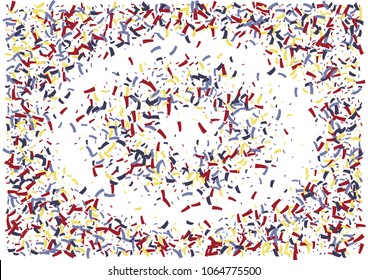 Festive color ribbon confetti background. Abstract frame confetti texture for holiday, postcard, poster, website, carnivals, birthday and children's parties. Cover confetti mock-up. Wedding card 