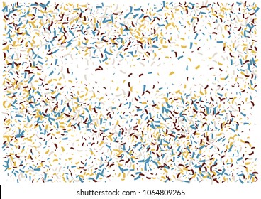 Festive color ribbon confetti background. Abstract frame confetti texture for holiday, postcard, poster, website, carnivals, birthday and children's parties. Cover confetti mock-up. Wedding card 