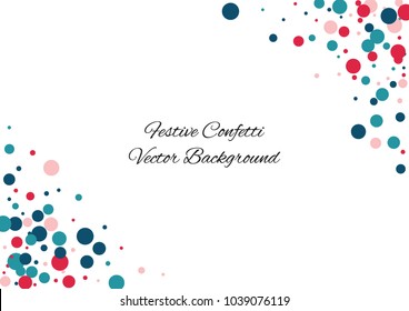 Festive color round confetti background. Abstract frame confetti texture for holiday, postcard, poster, website, carnivals, birthday and children's parties. Cover confetti mock-up. Wedding card layout