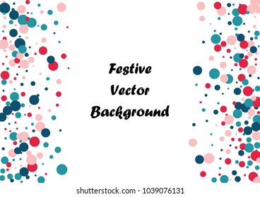 Festive color round confetti background. Abstract frame confetti texture for holiday, postcard, poster, website, carnivals, birthday and children's parties. Cover confetti mock-up. Wedding card layout