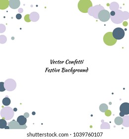 Festive color round confetti background. Square frame confetti texture for holiday, postcard, poster, website, carnivals, birthday and children's parties. Cover confetti mock-up. Wedding card layout