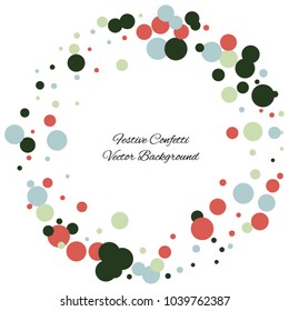 Festive color round confetti background. Square frame confetti texture for holiday, postcard, poster, website, carnivals, birthday and children's parties. Cover confetti mock-up. Wedding card layout