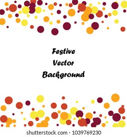 Festive color round confetti background. Square frame confetti texture for holiday, postcard, poster, website, carnivals, birthday and children's parties. Cover confetti mock-up. Wedding card layout