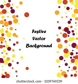 Festive color round confetti background. Square frame confetti texture for holiday, postcard, poster, website, carnivals, birthday and children's parties. Cover confetti mock-up. Wedding card layout