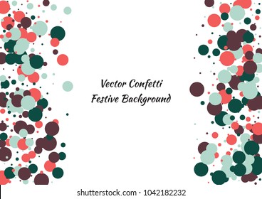 Festive color round confetti background. Abstract frame confetti texture for holiday, postcard, poster, website, carnivals, birthday and children's parties. Cover confetti mock-up. Wedding card layout