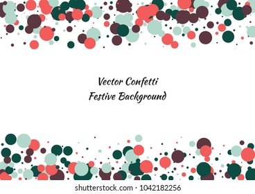 Festive color round confetti background. Abstract frame confetti texture for holiday, postcard, poster, website, carnivals, birthday and children's parties. Cover confetti mock-up. Wedding card layout
