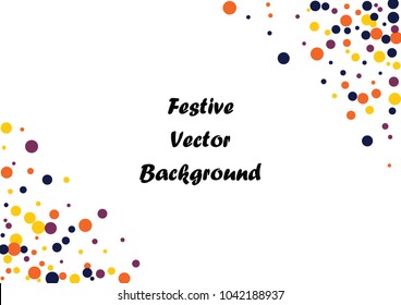 Festive color round confetti background. Abstract frame confetti texture for holiday, postcard, poster, website, carnivals, birthday and children's parties. Cover confetti mock-up. Wedding card layout