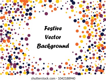 Festive color round confetti background. Abstract frame confetti texture for holiday, postcard, poster, website, carnivals, birthday and children's parties. Cover confetti mock-up. Wedding card layout