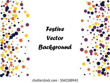 Festive color round confetti background. Abstract frame confetti texture for holiday, postcard, poster, website, carnivals, birthday and children's parties. Cover confetti mock-up. Wedding card layout
