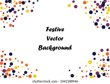Festive color round confetti background. Abstract frame confetti texture for holiday, postcard, poster, website, carnivals, birthday and children's parties. Cover confetti mock-up. Wedding card layout