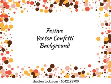 Festive color round confetti background. Abstract frame confetti texture for holiday, postcard, poster, website, carnivals, birthday and children's parties. Cover confetti mock-up. Wedding card layout