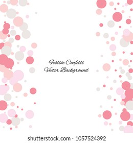 Festive color round confetti background. Square frame confetti texture for holiday, postcard, poster, website, carnivals, birthday and children's parties. Cover confetti mock-up. Wedding card layout