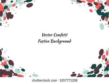 Festive color round confetti background. Abstract frame confetti texture for holiday, postcard, poster, website, carnivals, birthday and children's parties. Cover confetti mock-up. Wedding card layout