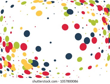 Festive color round confetti background. Abstract frame confetti texture for holiday, postcard, poster, website, carnivals, birthday and children's parties. Cover confetti mock-up. Wedding card layout