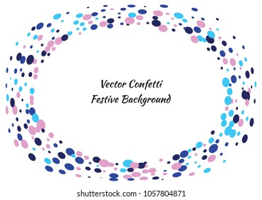 Festive color round confetti background. Abstract frame confetti texture for holiday, postcard, poster, website, carnivals, birthday and children's parties. Cover confetti mock-up. Wedding card layout