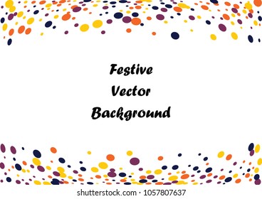 Festive color round confetti background. Abstract frame confetti texture for holiday, postcard, poster, website, carnivals, birthday and children's parties. Cover confetti mock-up. Wedding card layout