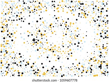 Festive color round confetti background. Abstract frame confetti texture for holiday, postcard, poster, website, carnivals, birthday and children's parties. Cover confetti mock-up. Wedding card layout