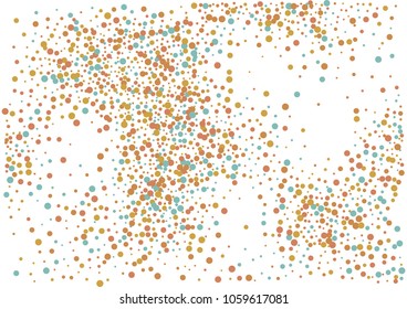 Festive color round confetti background. Abstract frame confetti texture for holiday, postcard, poster, website, carnivals, birthday and children's parties. Cover confetti mock-up. Wedding card layout
