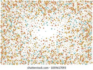 Festive color round confetti background. Abstract frame confetti texture for holiday, postcard, poster, website, carnivals, birthday and children's parties. Cover confetti mock-up. Wedding card layout