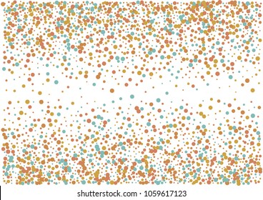 Festive color round confetti background. Abstract frame confetti texture for holiday, postcard, poster, website, carnivals, birthday and children's parties. Cover confetti mock-up. Wedding card layout