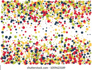 Festive color round confetti background. Abstract frame confetti texture for holiday, postcard, poster, website, carnivals, birthday and children's parties. Cover confetti mock-up. Wedding card layout