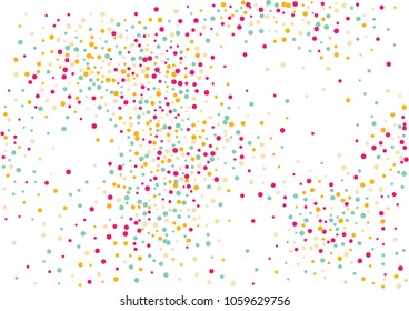 Festive color round confetti background. Abstract frame confetti texture for holiday, postcard, poster, website, carnivals, birthday and children's parties. Cover confetti mock-up. Wedding card layout