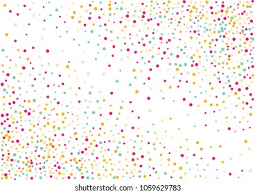 Festive color round confetti background. Abstract frame confetti texture for holiday, postcard, poster, website, carnivals, birthday and children's parties. Cover confetti mock-up. Wedding card layout
