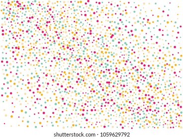 Festive color round confetti background. Abstract frame confetti texture for holiday, postcard, poster, website, carnivals, birthday and children's parties. Cover confetti mock-up. Wedding card layout