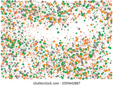 Festive color round confetti background. Abstract frame confetti texture for holiday, postcard, poster, website, carnivals, birthday and children's parties. Cover confetti mock-up. Wedding card layout