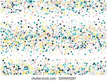 Festive color round confetti background. Abstract frame confetti texture for holiday, postcard, poster, website, carnivals, birthday and children's parties. Cover confetti mock-up. Wedding card layout