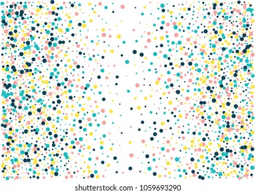 Festive color round confetti background. Abstract frame confetti texture for holiday, postcard, poster, website, carnivals, birthday and children's parties. Cover confetti mock-up. Wedding card layout