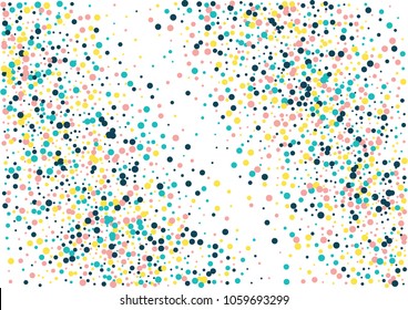 Festive color round confetti background. Abstract frame confetti texture for holiday, postcard, poster, website, carnivals, birthday and children's parties. Cover confetti mock-up. Wedding card layout