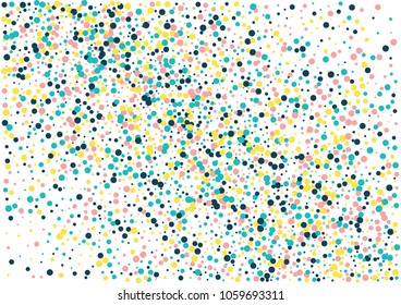 Festive color round confetti background. Abstract frame confetti texture for holiday, postcard, poster, website, carnivals, birthday and children's parties. Cover confetti mock-up. Wedding card layout