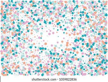 Festive color round confetti background. Abstract frame confetti texture for holiday, postcard, poster, website, carnivals, birthday and children's parties. Cover confetti mock-up. Wedding card layout