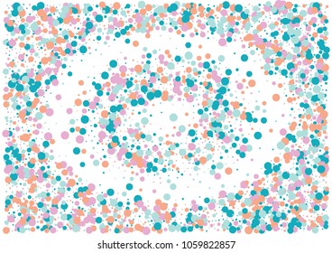 Festive color round confetti background. Abstract frame confetti texture for holiday, postcard, poster, website, carnivals, birthday and children's parties. Cover confetti mock-up. Wedding card layout