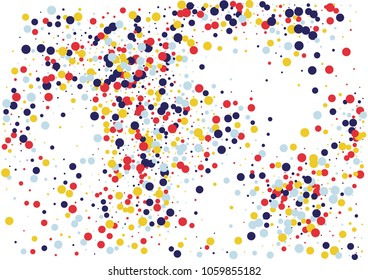 Festive color round confetti background. Abstract frame confetti texture for holiday, postcard, poster, website, carnivals, birthday and children's parties. Cover confetti mock-up. Wedding card layout