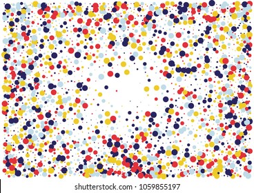 Festive color round confetti background. Abstract frame confetti texture for holiday, postcard, poster, website, carnivals, birthday and children's parties. Cover confetti mock-up. Wedding card layout