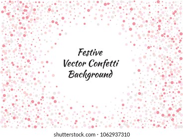 Festive color round confetti background. Abstract frame confetti texture for holiday, postcard, poster, website, carnivals, birthday and children's parties. Cover confetti mock-up. Wedding card layout
