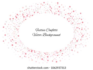 Festive color round confetti background. Abstract frame confetti texture for holiday, postcard, poster, website, carnivals, birthday and children's parties. Cover confetti mock-up. Wedding card layout