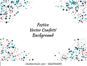 Festive color round confetti background. Abstract frame confetti texture for holiday, postcard, poster, website, carnivals, birthday and children's parties. Cover confetti mock-up. Wedding card layout