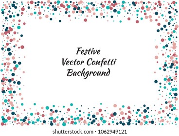 Festive color round confetti background. Abstract frame confetti texture for holiday, postcard, poster, website, carnivals, birthday and children's parties. Cover confetti mock-up. Wedding card layout