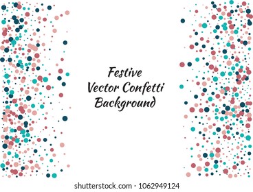 Festive color round confetti background. Abstract frame confetti texture for holiday, postcard, poster, website, carnivals, birthday and children's parties. Cover confetti mock-up. Wedding card layout