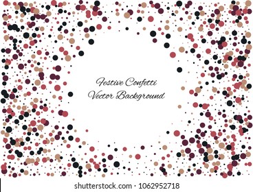 Festive color round confetti background. Abstract frame confetti texture for holiday, postcard, poster, website, carnivals, birthday and children's parties. Cover confetti mock-up. Wedding card layout