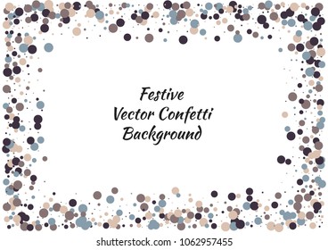 Festive color round confetti background. Abstract frame confetti texture for holiday, postcard, poster, website, carnivals, birthday and children's parties. Cover confetti mock-up. Wedding card layout